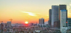 6 februari 2015 Skyline zonsondergang - Den Haag      